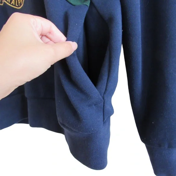 Polo Ralph Lauren Men’s Navy Blue Gold Crest Double Knit Hoodie Sweatshirt Small - Picture 8 of 12